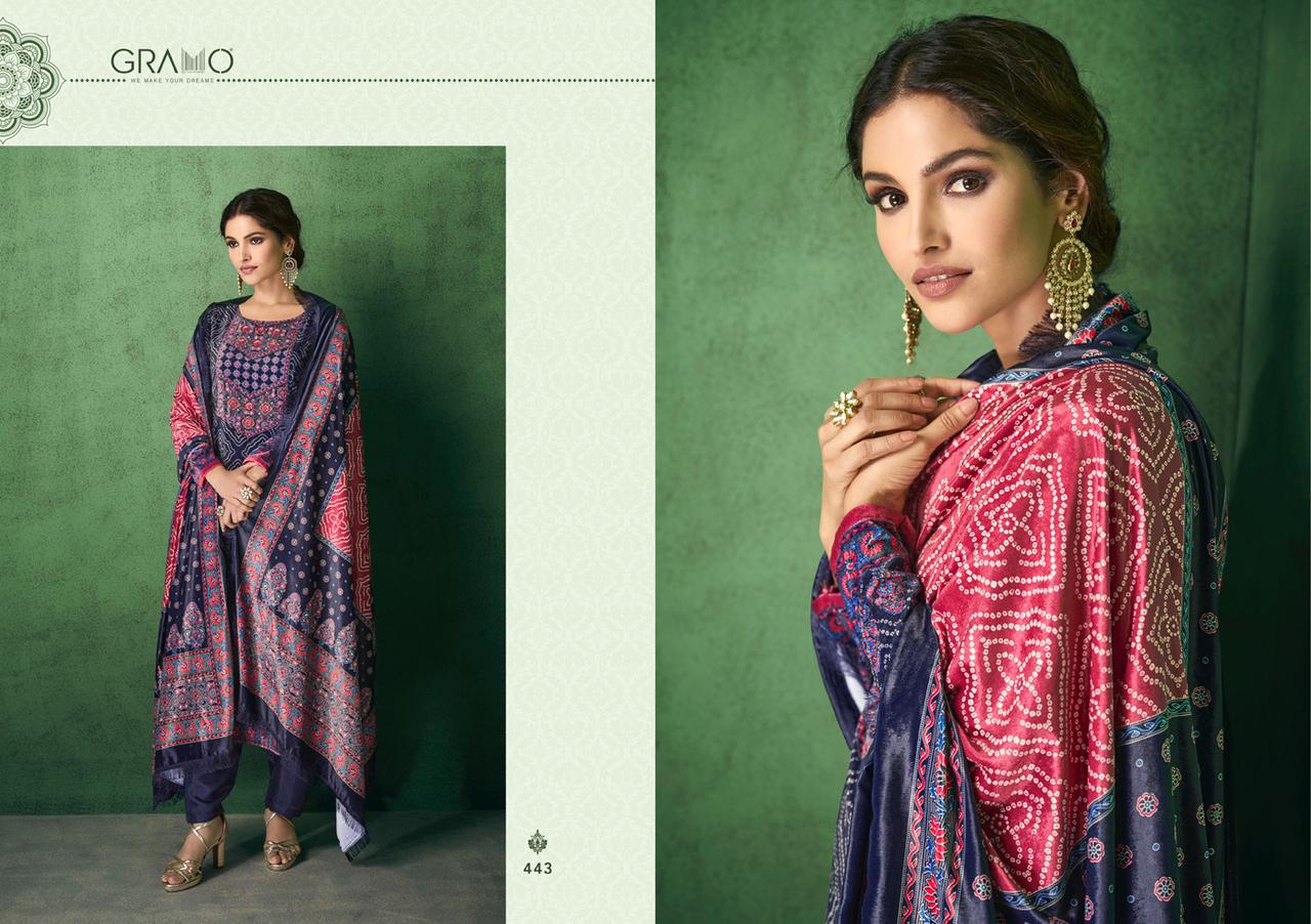 Gramo Bandhej 1 Velvet Digital Printed Casual Wear Pashmina Collection